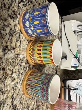 Colorful Patterned Ceramic Planters - Set of 3